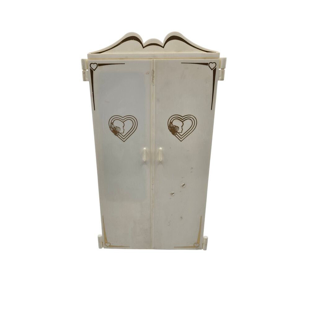 Marx Sindy 1970s Wardrobe Cream Gold‎ Trim Drawers Hangers Mirror